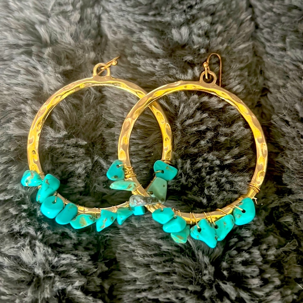 Authentic turquoise hoop earrings